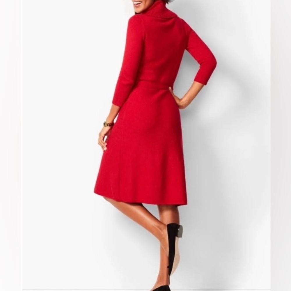 Talbots Red Sweater Dress Cowl Neckline large petite - Picture 3 of 9